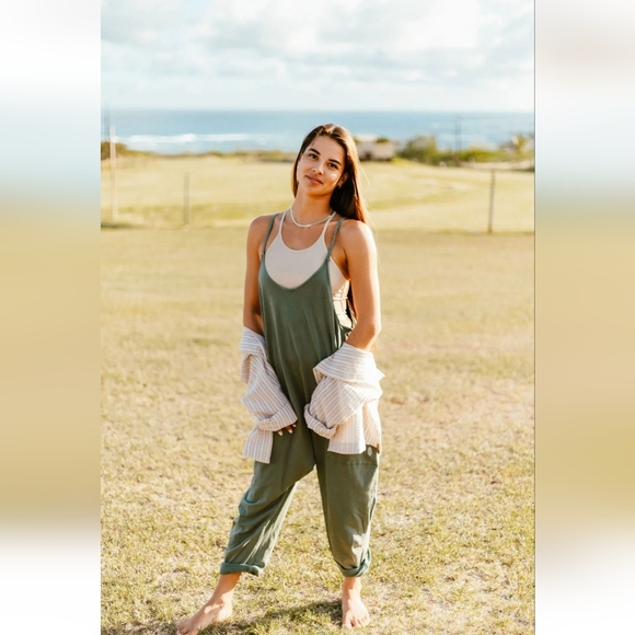 Free People Movement Women's L Hot Shot Onsie With drop crotch, Sea Grass - Picture 7 of 11